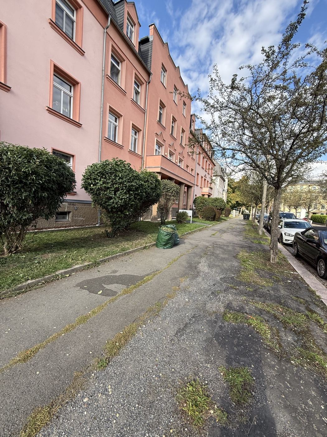 Gepflegte Grünanlage an einer Wohnstraße